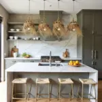 Bohemian Straw Pendant Light – Handwoven Moroccan Lamp Shade (20 × 20 cm)