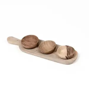 Handcrafted Moroccan Salt and Pepper Holder Trio – 3-Bowl Spice Dish on 28 x 8 cm Stand