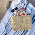 Square Handwoven Straw Basket – Moroccan Storage Tote