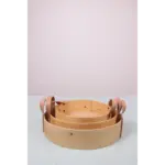 Recycled Sieve Tray with Leather Handles – Handmade Natural