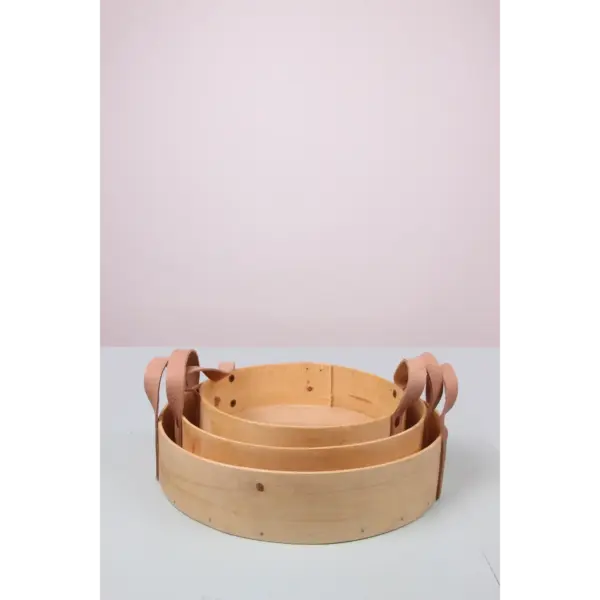 Recycled Sieve Tray with Leather Handles – Handmade Natural