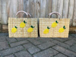 Linmocello Handwoven Basket Bag – Embroidered Reed Tote