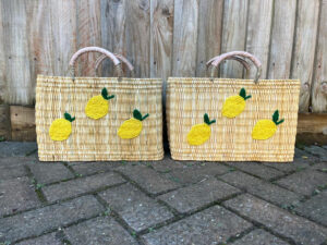 Linmocello Handwoven Basket Bag – Embroidered Reed Tote