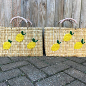 Linmocello Handwoven Basket Bag – Embroidered Reed Tote