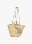 Handwoven Doum Palm Basket – Gold Leather & Natural Palm Tote (26×40×14 cm)