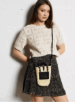 Handwoven Doum Palm Crossbody Bag – Black Leather Moroccan Mini Basket (12×20×4 cm)