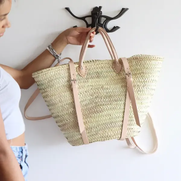 Large French Market Backpack – Handwoven Palm Backpack