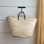 Handmade Market Basket with Dark Leather Short Handles
