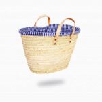 Handwoven Moroccan Palm Straw Picnic Basket “Majorelle”