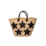 Large Handwoven Straw Tote with Black Sequin Stars – Ethical