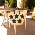 Large Handwoven Straw Tote with Black Sequin Stars – Ethical