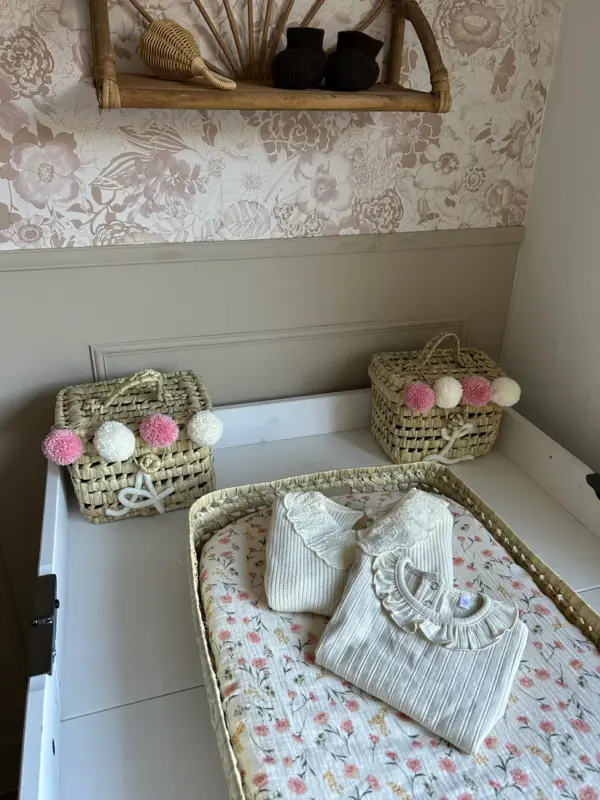 Personalized Mini Toy Chest – Handwoven Palm Leaf Nursery