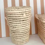 Natural Laundry Basket with Lid –Handwoven Palm Leaf Storage