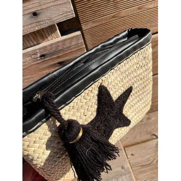 Handmade Palm Clutch – Star Embroidered Wool Pouch with Pom-