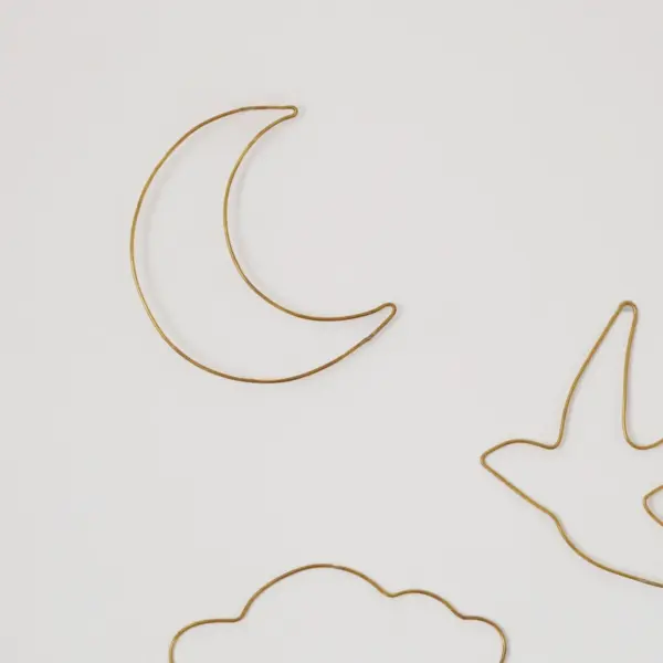Gold Brass Wire Moon Wall Decor – Handcrafted in 3 Sizes