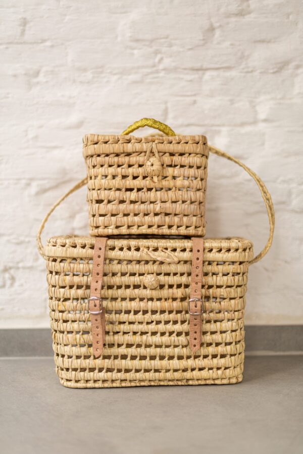 Small Handmade Bicycle Basket – Woven Palm Leaf Bike Bag