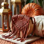 Handmade Circle Straw Bag with Leather Fringe – Boho Crossbody Purse (21 × 21 × 8 cm)