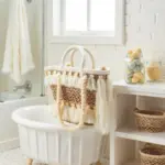 Moroccan Tassel Straw Bag – Handwoven Boho Beach Basket Tote with Cream Tassels (11.5″ × 17.7″)