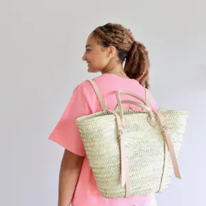 Large French Market Backpack – Handwoven Palm Backpack