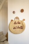 La Vie Est Belle Round Bag – Handmade Palm Leaf Basket