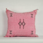 Light Pink Moroccan Cactus Silk Pillow Cover – Handwoven Sabra Cushion with YKK Zipper (50×50 cm / 60×40 cm)