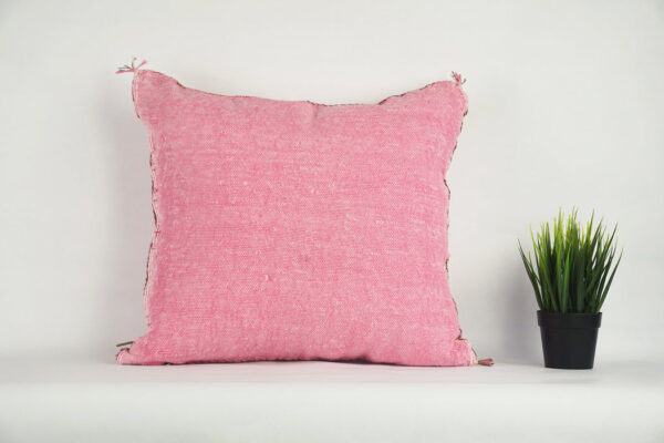 Light Pink Moroccan Cactus Silk Pillow Cover – Handwoven Sabra Cushion with YKK Zipper (50×50 cm / 60×40 cm)