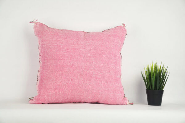 Light Pink Moroccan Cactus Silk Pillow Cover – Handwoven Sabra Cushion with YKK Zipper (50×50 cm / 60×40 cm)