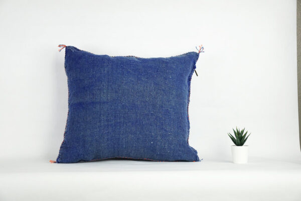 Navy Blue Moroccan Cactus Silk Pillow Cover – Handwoven Sabra Cushion (50×50 cm | 60×40 cm)