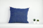 Navy Blue Moroccan Cactus Silk Pillow Cover – Handwoven Sabra Cushion (50×50 cm | 60×40 cm)