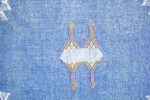 Navy Blue Moroccan Cactus Silk Pillow Cover – Handwoven Sabra Cushion (50×50 cm | 60×40 cm)