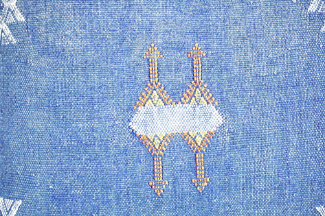 Navy Blue Moroccan Cactus Silk Pillow Cover – Handwoven Sabra Cushion (50×50 cm | 60×40 cm)