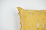 Yellow Moroccan Cactus Silk Pillow Cover – Handwoven Bohemian Sabra with YKK Zipper (19″ × 19″ / 50 × 50 cm)
