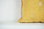 Yellow Moroccan Cactus Silk Pillow Cover – Handwoven Bohemian Sabra with YKK Zipper (19″ × 19″ / 50 × 50 cm)
