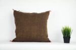 Brown Moroccan Cactus Silk Pillow Cover – Handwoven Bohemian Sabra Cushion (50×50 cm & 60×40 cm)