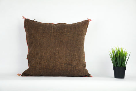 Brown Moroccan Cactus Silk Pillow Cover – Handwoven Bohemian Sabra Cushion (50×50 cm & 60×40 cm)