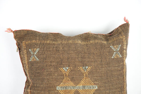Brown Moroccan Cactus Silk Pillow Cover – Handwoven Bohemian Sabra Cushion (50×50 cm & 60×40 cm)