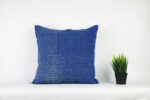 Navy Blue Moroccan Cactus Silk Pillow Cover – Handwoven Sabra Cushion (50×50 cm | 60×40 cm)