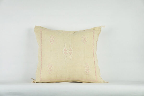 Lovely White Moroccan Cactus Silk Pillow Cover – Bohemian Sabra Cushion with YKK Zipper (50×50 cm / 60×40 cm)