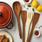Handmade Decorative Wooden Spoon and Fork Set – 6-Piece Boho Chic Lemon Wood (12″)