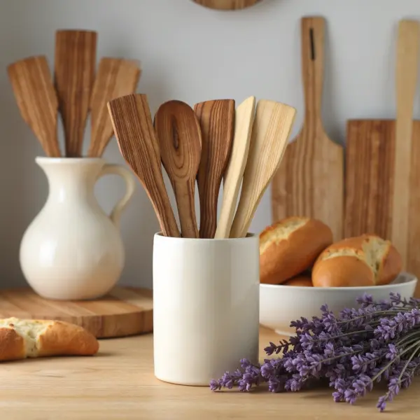 Handmade Decorative Wooden Spoon and Fork Set – 6-Piece Boho Chic Lemon Wood (12″)