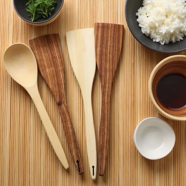 Handmade Decorative Wooden Spoon and Fork Set – 6-Piece Boho Chic Lemon Wood (12″)