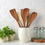 Handmade Decorative Wooden Spoon and Fork Set – 6-Piece Boho Chic Lemon Wood (12″)
