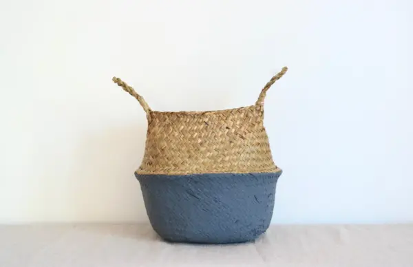 Belly Basket – Handwoven Storage Basket with Grey Dipped Bas