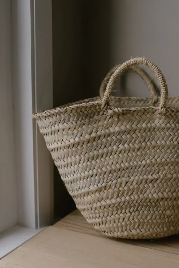 Moroccan Berber Market Basket – Handwoven Storage or Shopp