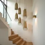 Cylindrical Palm Leaf Pendant Light – Handwoven Moroccan Lampshade (30 × 45 cm)