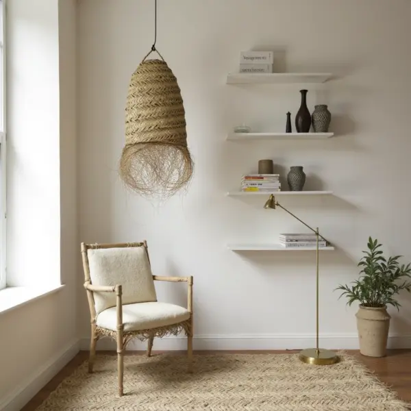 Cylindrical Palm Leaf Pendant Light – Handwoven Moroccan Lampshade (30 × 45 cm)