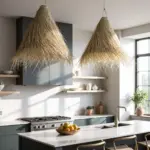 Handwoven Palm Leaf Pendant Light – Moroccan Lampshade (3 Sizes)