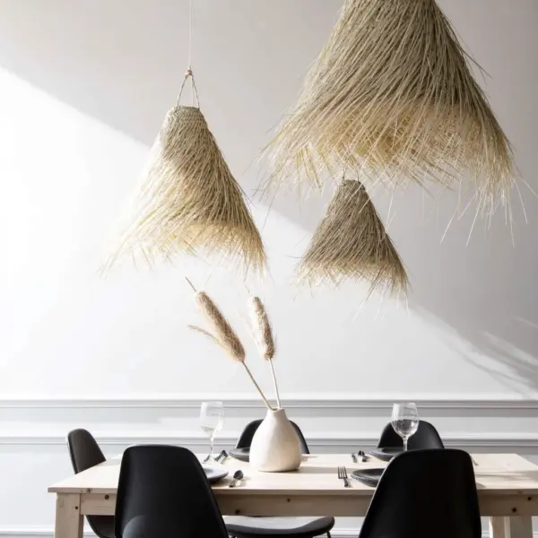 Handwoven Palm Leaf Pendant Light – Moroccan Lampshade (3 Sizes)