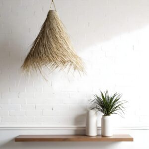 Handwoven Palm Leaf Pendant Light – Moroccan Lampshade (3 Sizes)