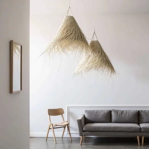 Handwoven Palm Leaf Pendant Light – Moroccan Lampshade (3 Sizes)